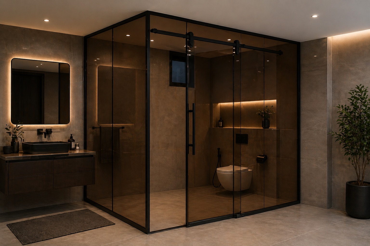 Washroom Glass Cubicles